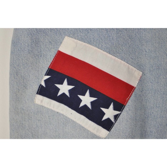 80s Flag Patch Levis Cut Offs - Medium | Distressed Jean Shorts | 4th of July - Picture 3 of 6